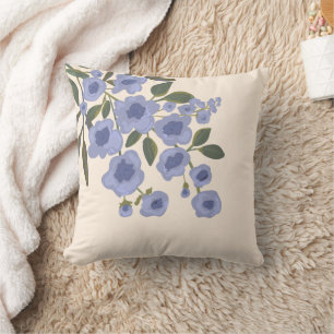 Periwinkle Floral Blooms Modern Cushion