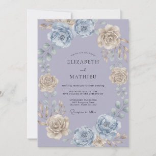 Periwinkle Floral Botanical Wedding Invitation