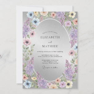 Periwinkle Floral Embrace Wedding Invitation