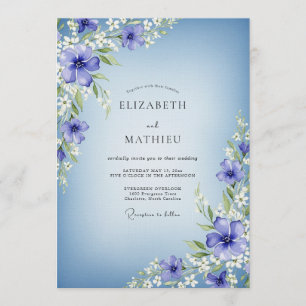 Periwinkle Floral Enchantment Wedding Invitation