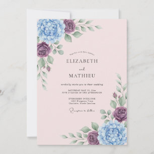 Periwinkle Floral Flourish Wedding Invitation