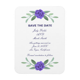 Periwinkle Floral Greenery Foliage Save The Date Magnet