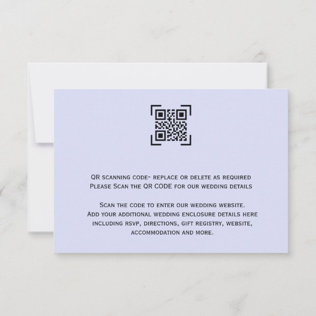 Periwinkle floral scanning code RSVP card (Back)