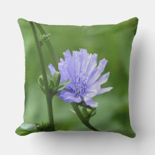 Periwinkle Flower and Green Outdoor Pillow