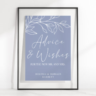 Periwinkle Flower Simple Wedding Advice & Wishes Poster
