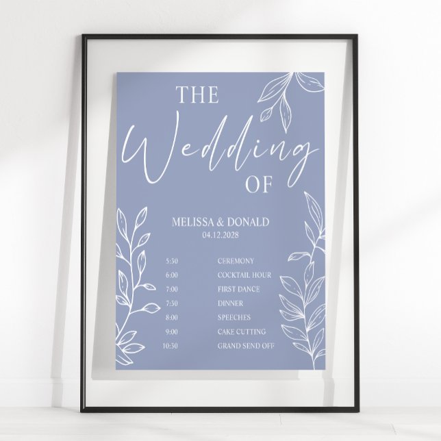 Periwinkle Flower Simple Wedding Program Schedule  Poster (Creator Uploaded)