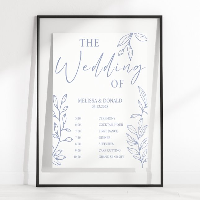 Periwinkle Flower Simple Wedding Program Schedule  Poster (Creator Uploaded)