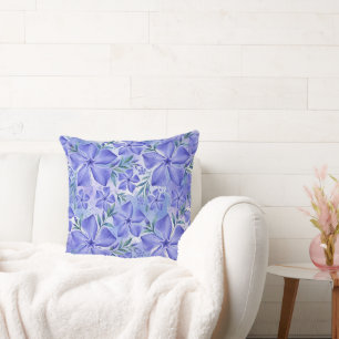 Periwinkle Flowers Blue Violet Vinca Blossoms Cushion