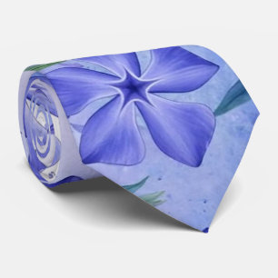 Periwinkle Flowers Blue Violet Vinca Blossoms Tie