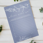 Periwinkle Flowers Game Where Were We Flyer<br><div class="desc">Periwinkle Flowers Bridal Shower Game.  Matching items to complete your event collection are available in our Zazzle store!</div>