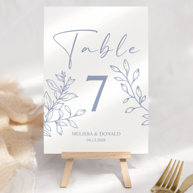 Periwinkle Flowers Simple Wedding Table Number (Creator Uploaded)