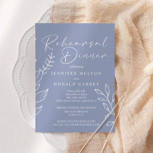Periwinkle Flowers Wedding Rehearsal Dinner Invitation