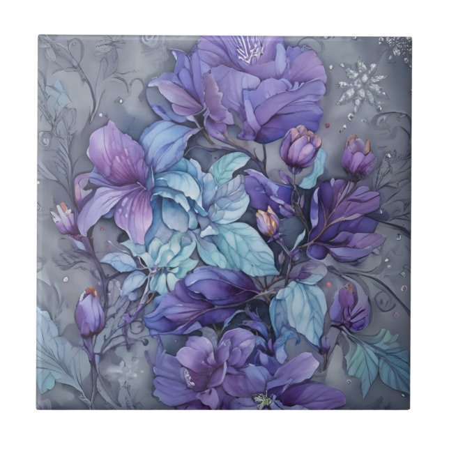 Periwinkle Garden  Ceramic Tile (Front)
