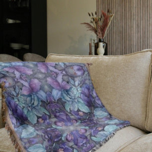 Periwinkle Garden Throw Blanket