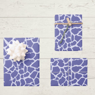 Periwinkle Giraffe Print Wrapping Paper Sheet