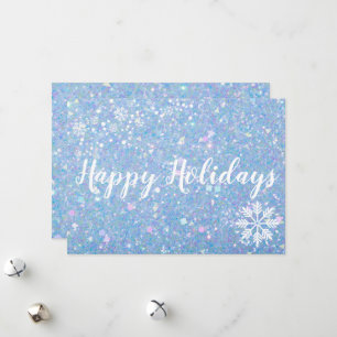 Periwinkle Glitter Snowflake Holiday Cards