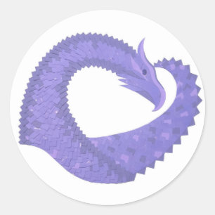 Periwinkle heart dragon on white classic round sticker
