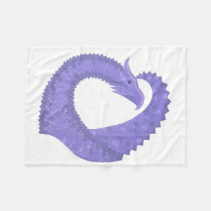 Periwinkle heart dragon on white fleece blanket