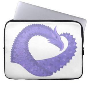Periwinkle heart dragon on white laptop sleeve