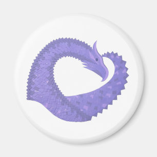 Periwinkle heart dragon on white magnet