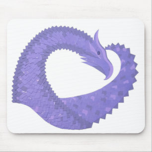 Periwinkle heart dragon on white mouse pad