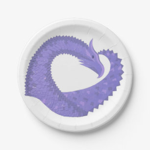 Periwinkle heart dragon on white paper plate