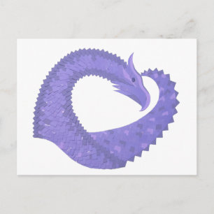 Periwinkle heart dragon on white postcard