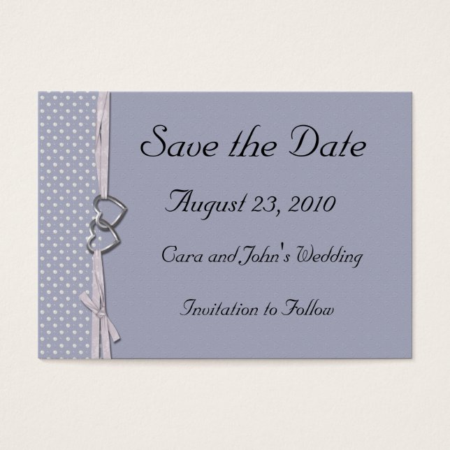 Periwinkle Hearts Save the Date Card (Front)