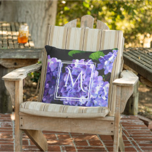 Periwinkle hydrangeas purple blue flower floral cushion
