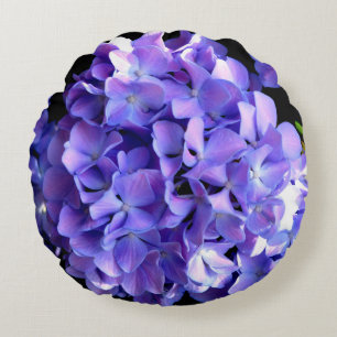 Periwinkle hydrangeas purple blue flower floral round cushion