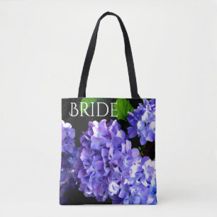 Periwinkle hydrangeas purple blue flower floral tote bag