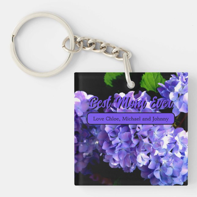 Periwinkle hydrangeas purple blue flowers best mum key ring (Front)