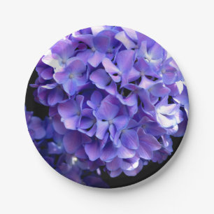 Periwinkle hydrangeas purple flowers blue flowers paper plate