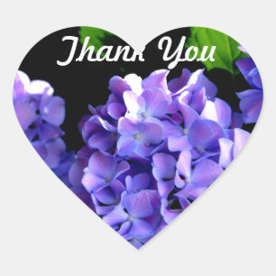 Periwinkle hydrangeas purple flowers thank you heart sticker