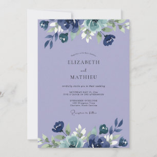 Periwinkle Indigo Painted Wedding Invitation