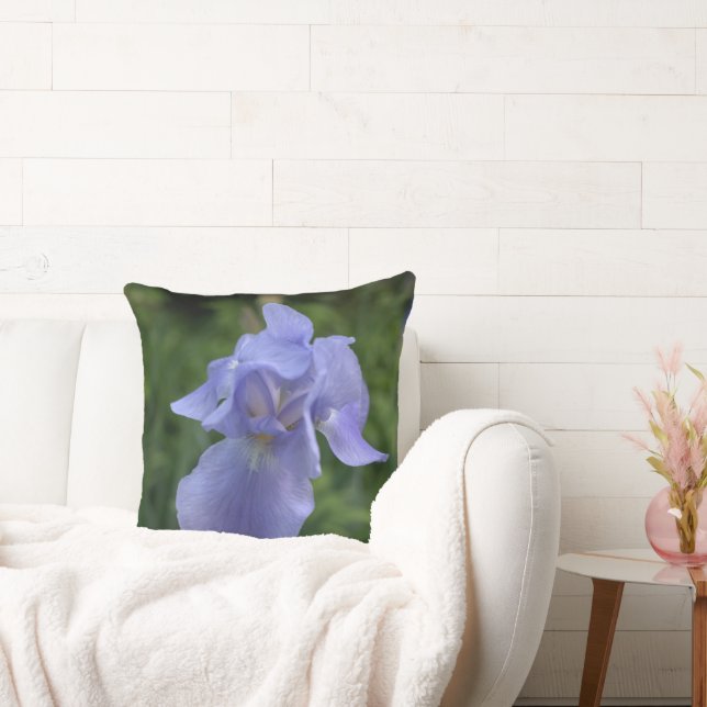 Periwinkle Irises Reversible Throw Pillow (Couch)