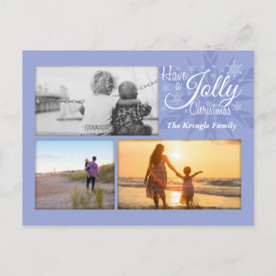 Periwinkle Jolly Christmas Photo Postcard