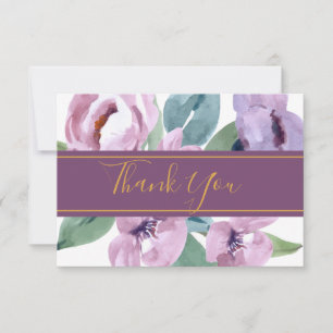 Periwinkle Joy Purple Pink Floral Romantic Wedding Thank You Card