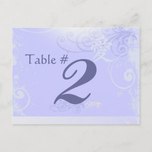 Periwinkle Kanji Love Swirl Wedding Table Number Postcard