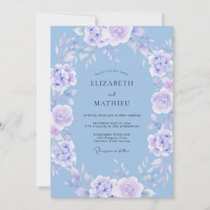Periwinkle Lavender Celestial Spring Wedding Invitation