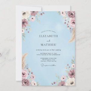 Periwinkle Lavender Wildflower Wedding Invitation