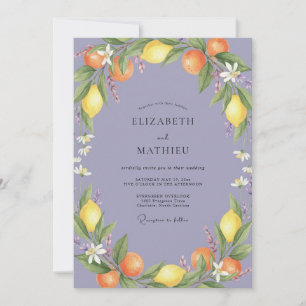 Periwinkle Lemon Citrus Sage Wedding Invitation