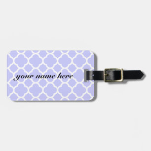 Periwinkle Light soft blue Quatrefoil Pattern Luggage Tag