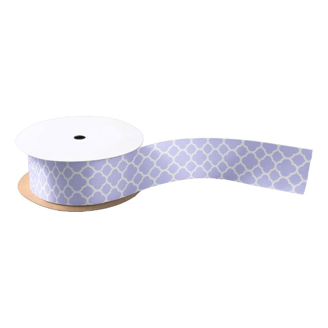 Periwinkle Light soft blue Quatrefoil Pattern Satin Ribbon (Spool)