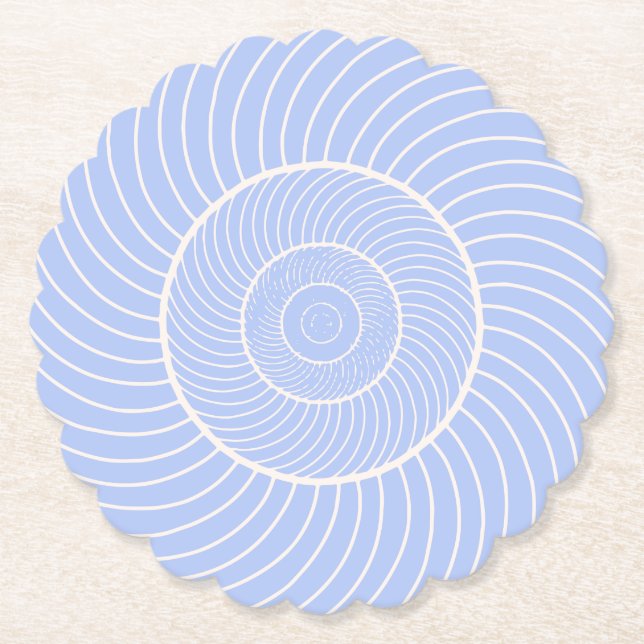 Periwinkle lilac cream spiral snail fibonacci  bev paper coaster (Front)