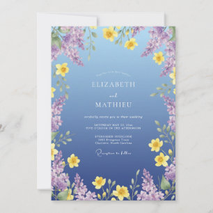 Periwinkle Lilac Wildflower Wedding Invitation