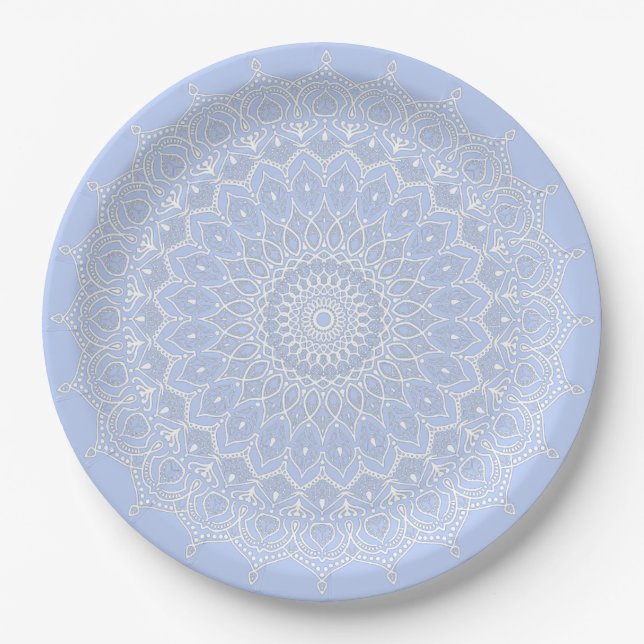 Periwinkle Mandala - Bora in Juniper Berry Paper Plate (Front)