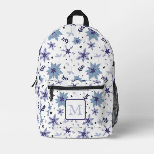 Periwinkle Monogram Florals Printed Backpack