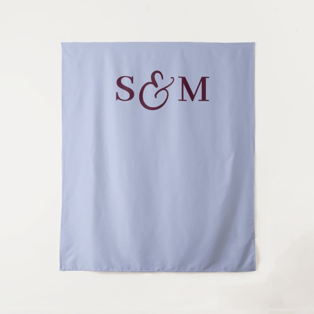 Periwinkle Monogram Script Ampersand Wedding Tapestry (Front)