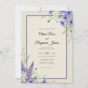 Periwinkle Muted Lavender Wildflower Wedding Invitation